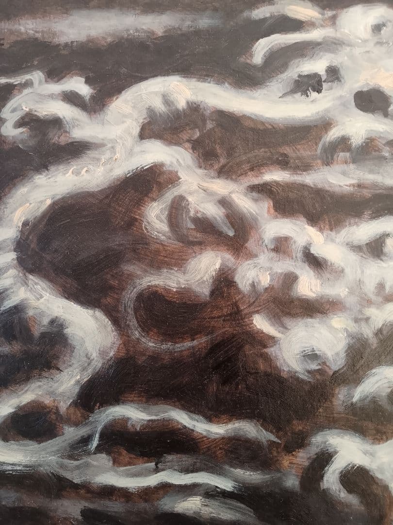 月と龍。油彩画 11ｘ9 インチサイズ