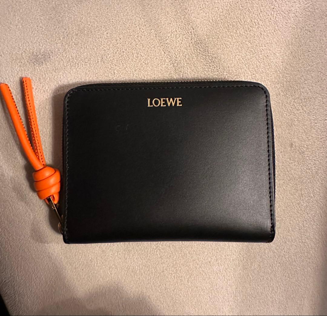 LOEWE 二つ折り財布 ブラック×オレンジ