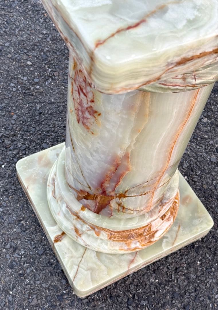 ①高72cm♪ 天然石 大理石 グリーンオニキス 飾り台 オブジェ