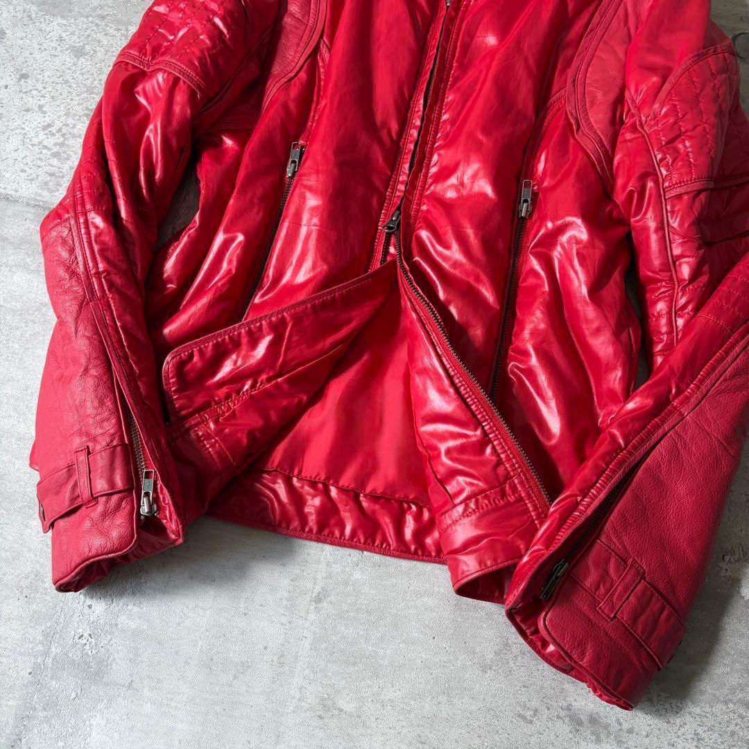 2000's leather × nylon riders jacket y2k