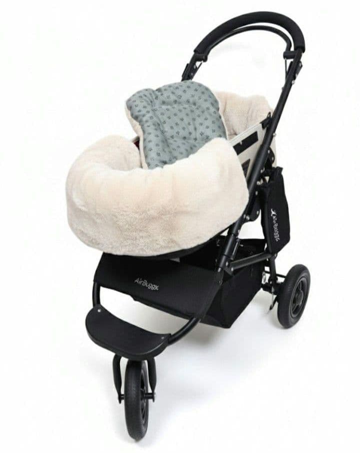 ❤３点セット❤ペットカートコンフォーター＆ライナー＆ピロー　エクリュ✕グレー