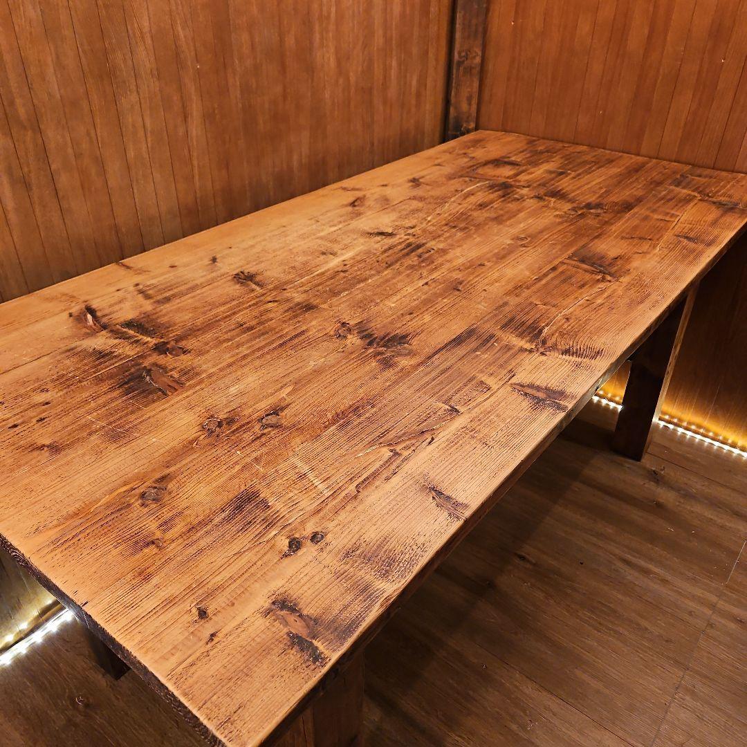 足場板テーブル 男前 天然木無垢材 ヴィンテージ加工 高めのテーブル