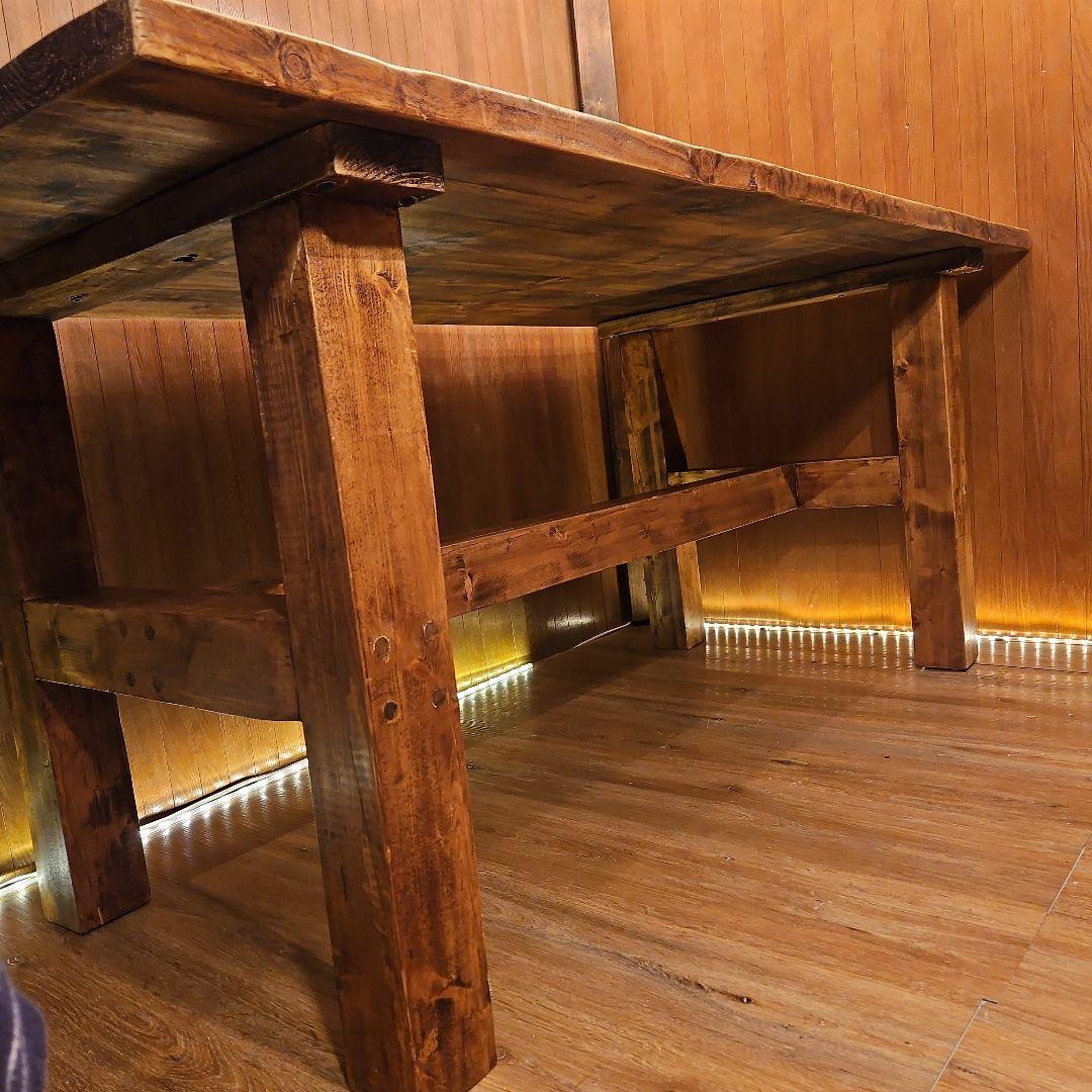 足場板テーブル 男前 天然木無垢材 ヴィンテージ加工 高めのテーブル