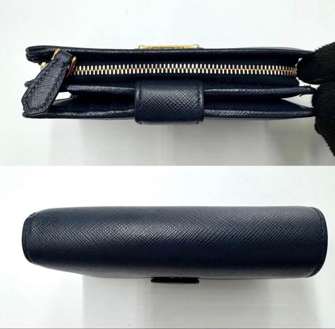 【美品】プラダ サフィアーノレザー ロゴプレート 二つ折り財布