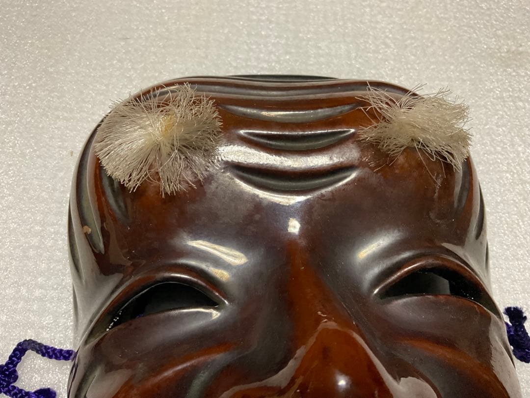 翁面／神楽面。木製。【昭和の時代の作品　汚れあり】。