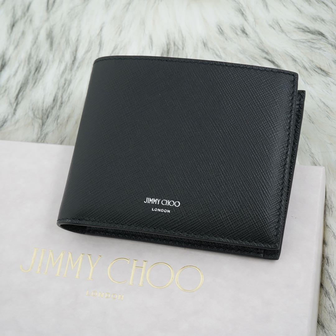 新品未使用品　jimmy choo ジミーチュウ　二つ折り財布　レザー　ブラック