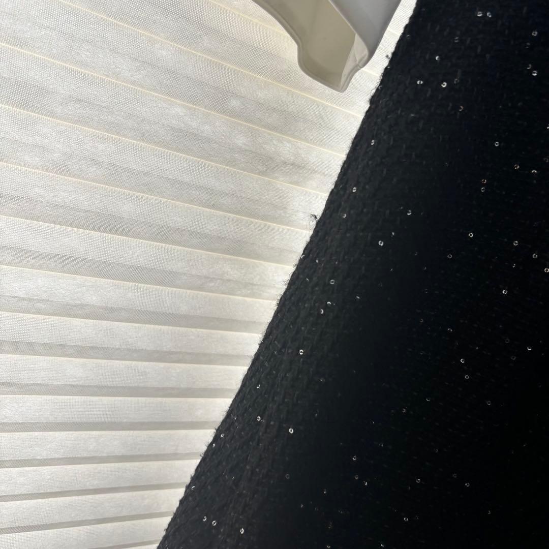 【LEJA】S 花柄スパンコールフレアドレスワンピース　ブラック