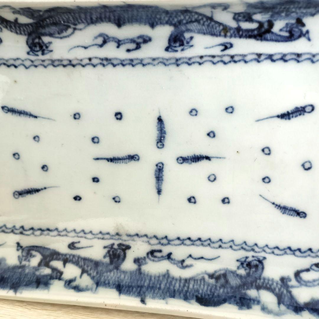 kico☆　３枚組　古伊万里　染付　線描　雲龍文　長皿