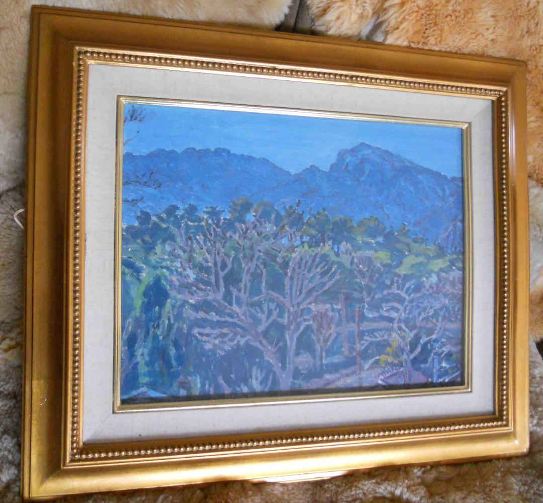 皆吉志郎 絵画 油絵 「 アルプスの山麓 」 昭和 モダニズム 油彩 です、