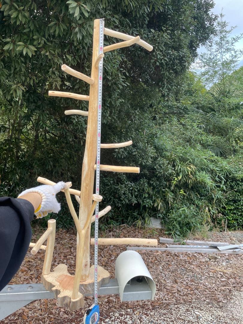 国産ヒノキ　鳥用止まり木　スタンド　アスレチック階段　約100センチ