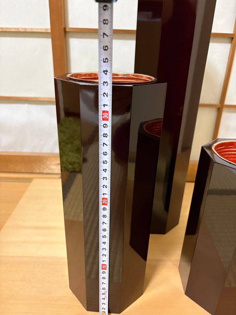 28 美品！　八角中三管筒　３本セット　花入れ　未生流　御室流　花器　華道具