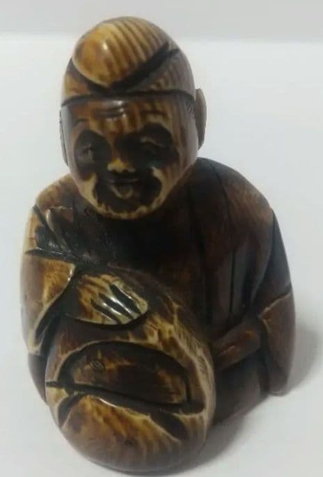 江戸根付 骨董 ２種 天然素材 在銘