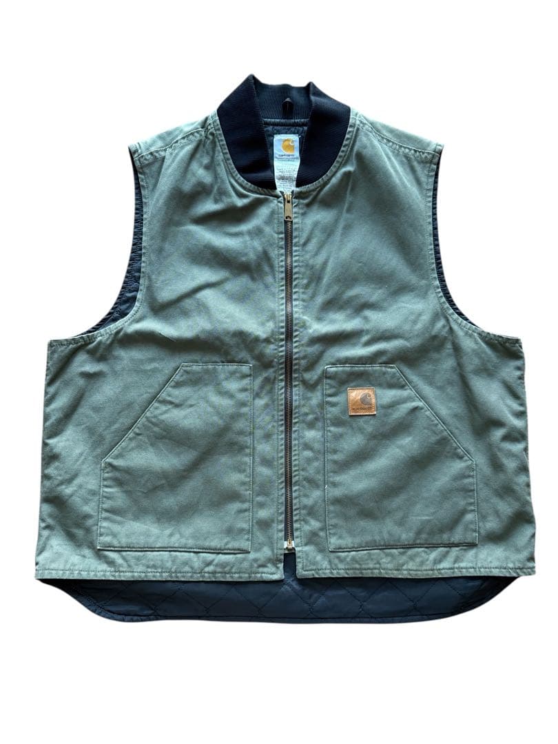 カーハート Carhartt ダックベスト！オリーブグリーン 2XL