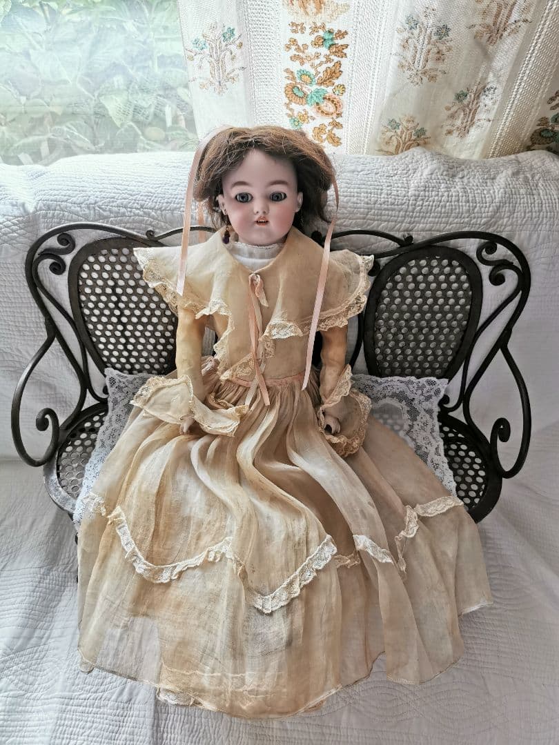 アンティークイギリス アイアン製 ドールチェア 産業革命時代 ブロンズ色 レア