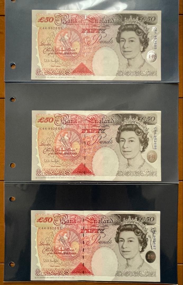旧紙幣　イギリス50ポンド紙幣　3枚セット　古紙幣