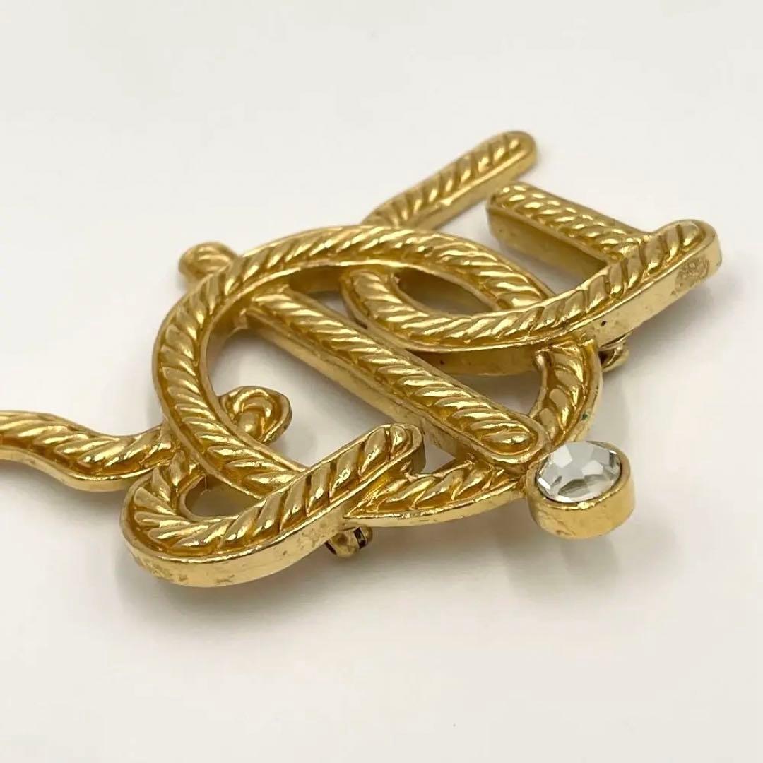 美品✨Diorディオール エンブレム ストーン付 ブローチ ヴィンテージ ロープ