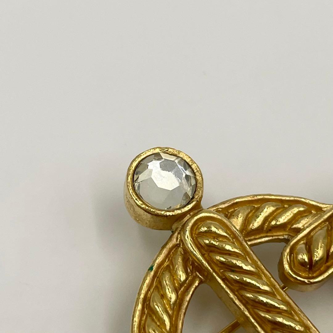 美品✨Diorディオール エンブレム ストーン付 ブローチ ヴィンテージ ロープ