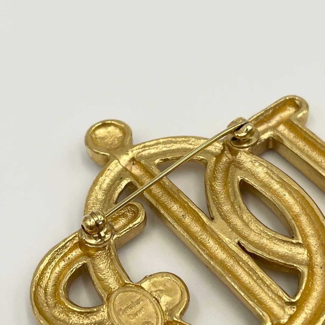 美品✨Diorディオール エンブレム ストーン付 ブローチ ヴィンテージ ロープ