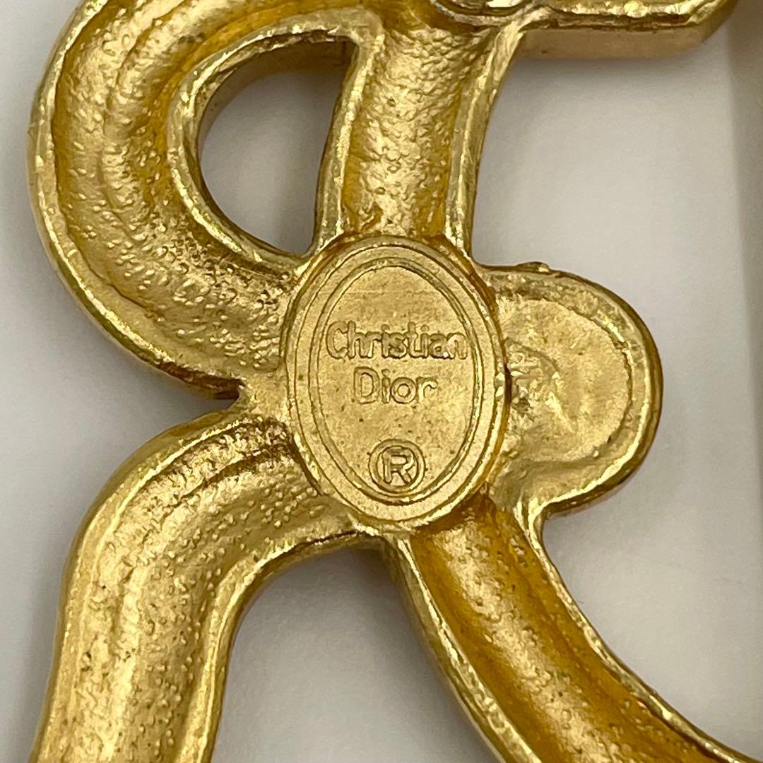 美品✨Diorディオール エンブレム ストーン付 ブローチ ヴィンテージ ロープ