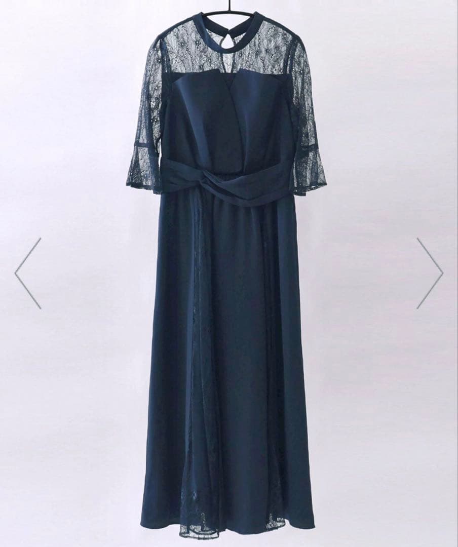 【niana】ビスチェ風ハイネックレース結婚式ワンピース