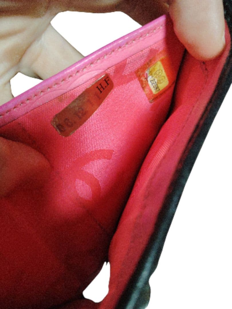 シャネル CHANEL 二つ折り財布 カンボンライン ココマーク がま口　牛革