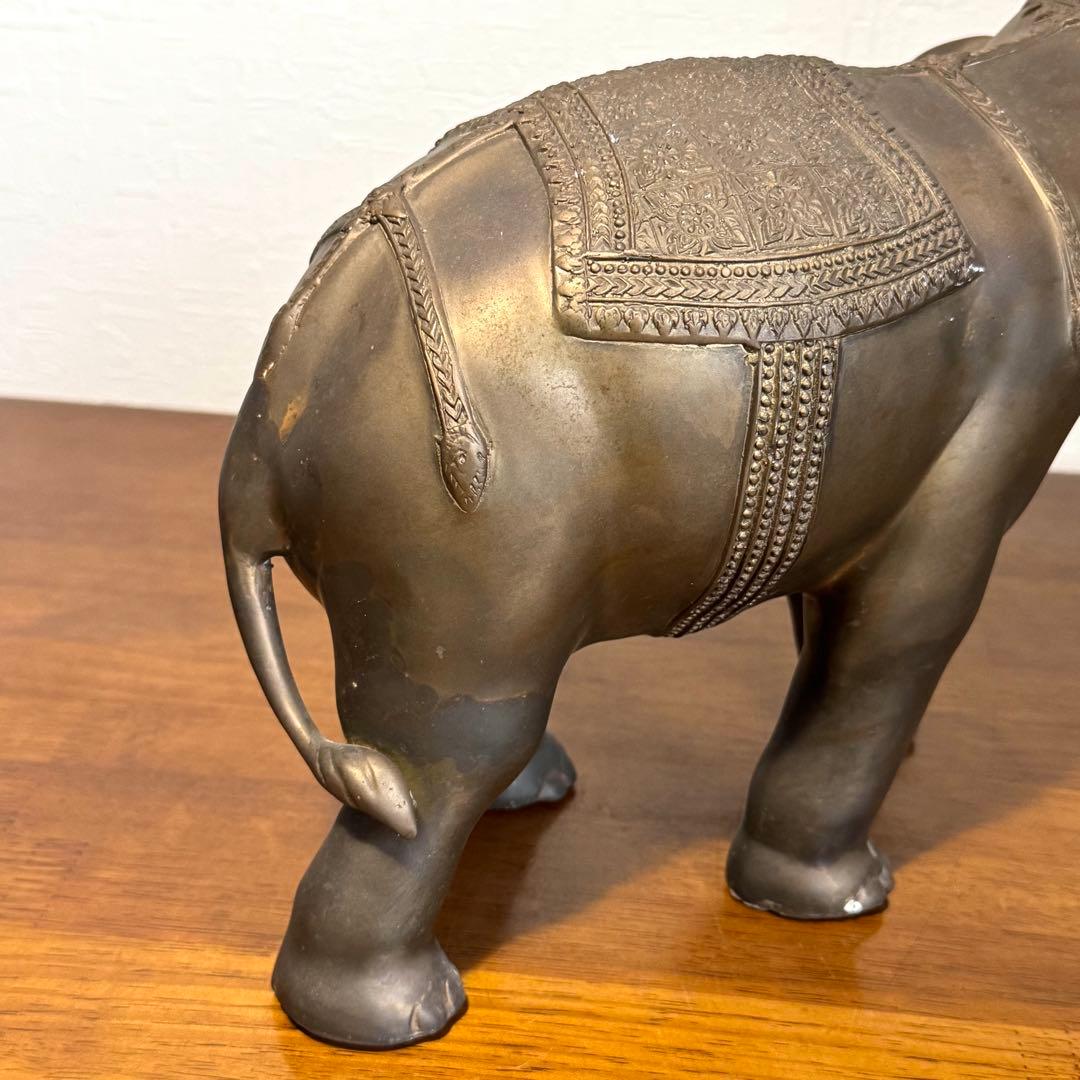 希少 レア 真鍮製 約4.1kg 象 ゾウ 置物 アンティーク ヴィンテージ