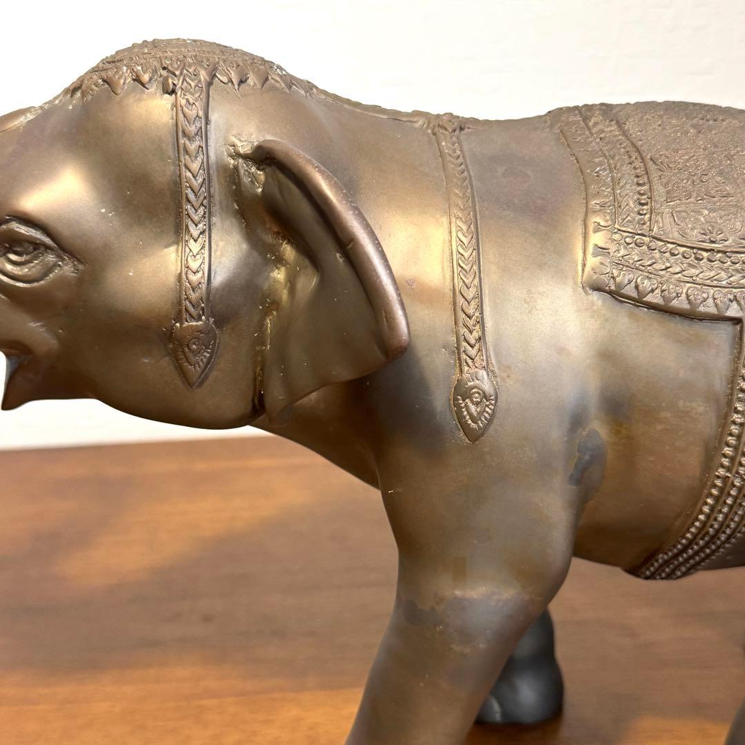 希少 レア 真鍮製 約4.1kg 象 ゾウ 置物 アンティーク ヴィンテージ