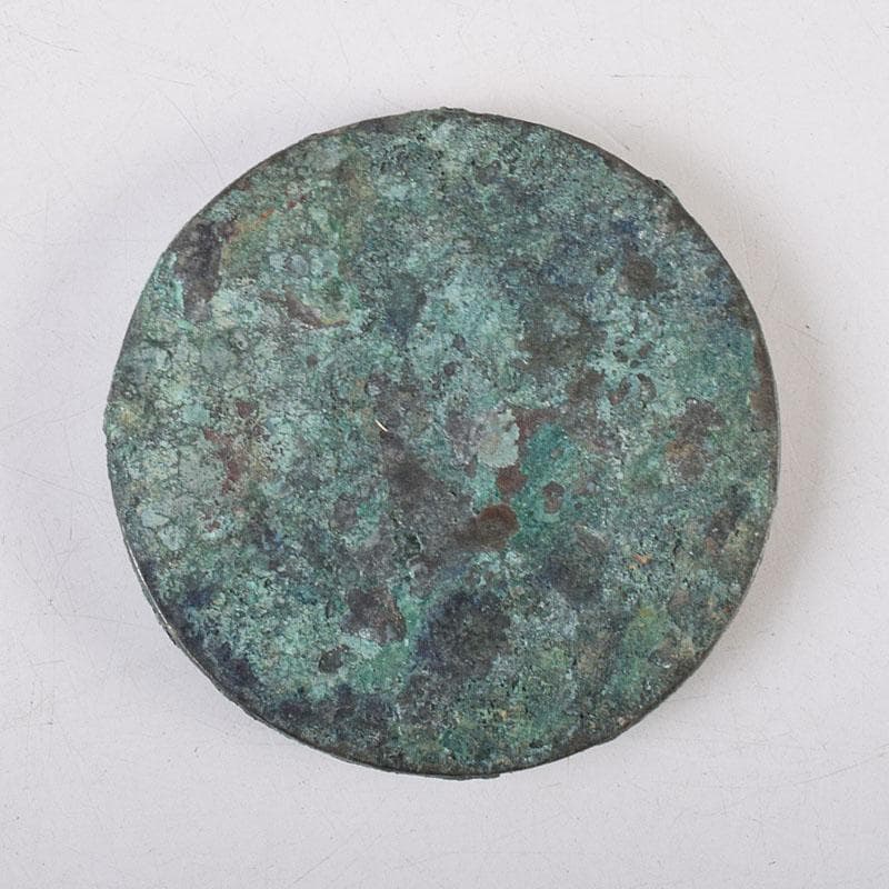 中国　古銅青銅　銅鏡　古鏡　紙鎮　文鎮　時代箱　M　R9328