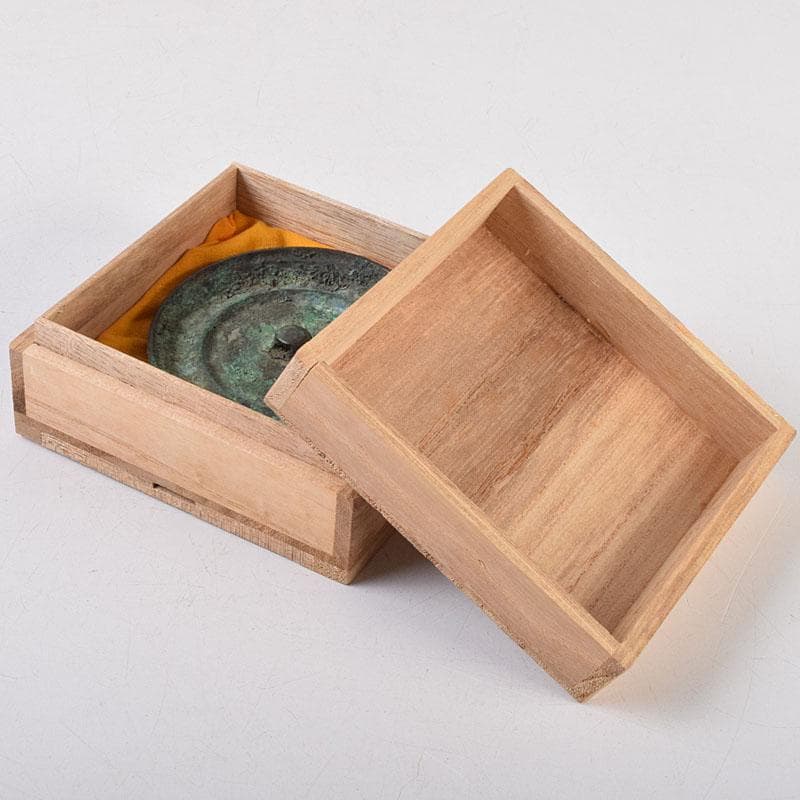 中国　古銅青銅　銅鏡　古鏡　紙鎮　文鎮　時代箱　M　R9328