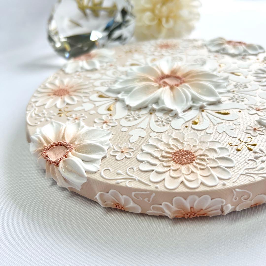 melia テクスチャーアート　花の絵　絵画　インテリアアート　花　立体　絵