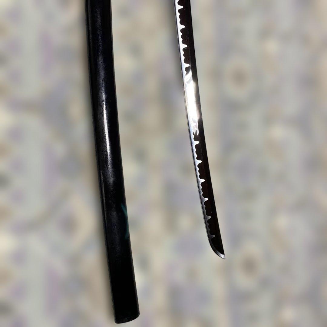 模造刀(小柄付) 黒柄 龍彫楕円鍔 黒呂鞘