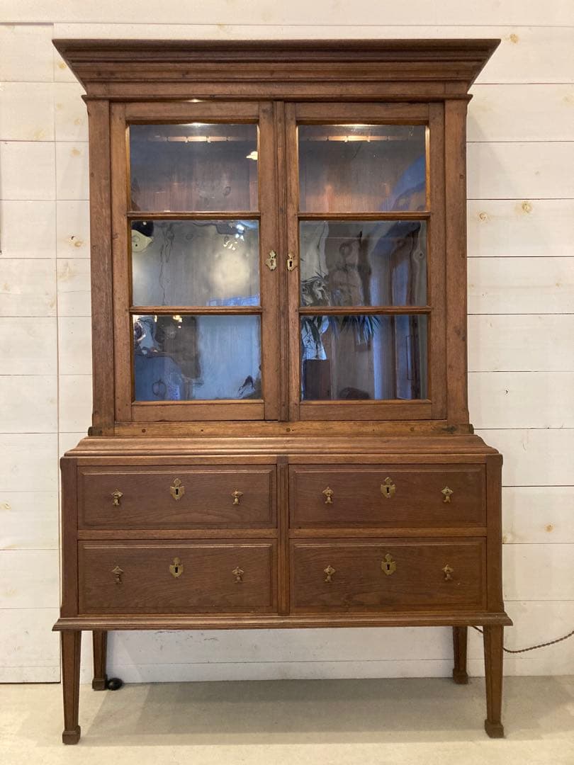 希少デンマークアンティーク家具飾り棚キャビネット薄型ご購入前コメント必須