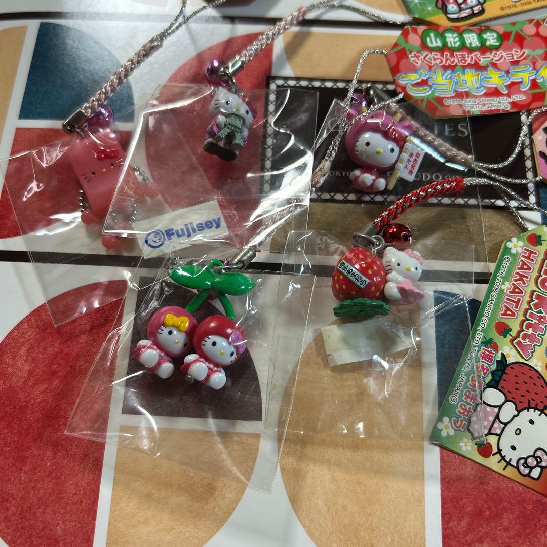 ご当地キティ　根付け　ストラップ　いちご　さくらんぼ　他　5個まとめ売り