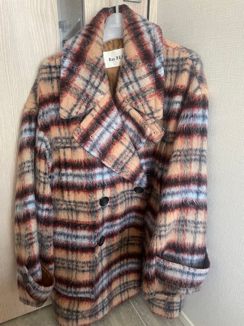 最終値下げ！！コート BEAMSraybeams チェックWハーフコート