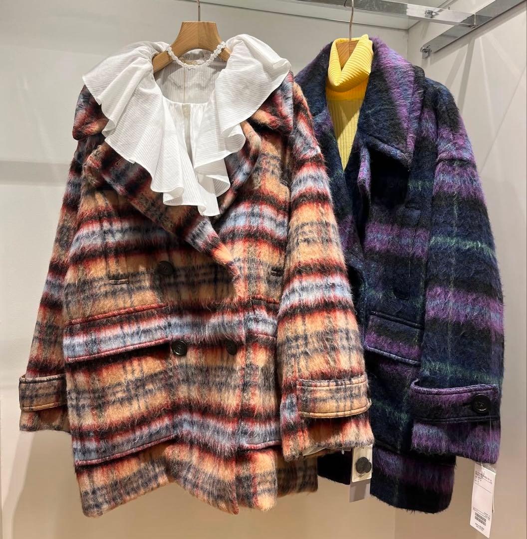 最終値下げ！！コート BEAMSraybeams チェックWハーフコート