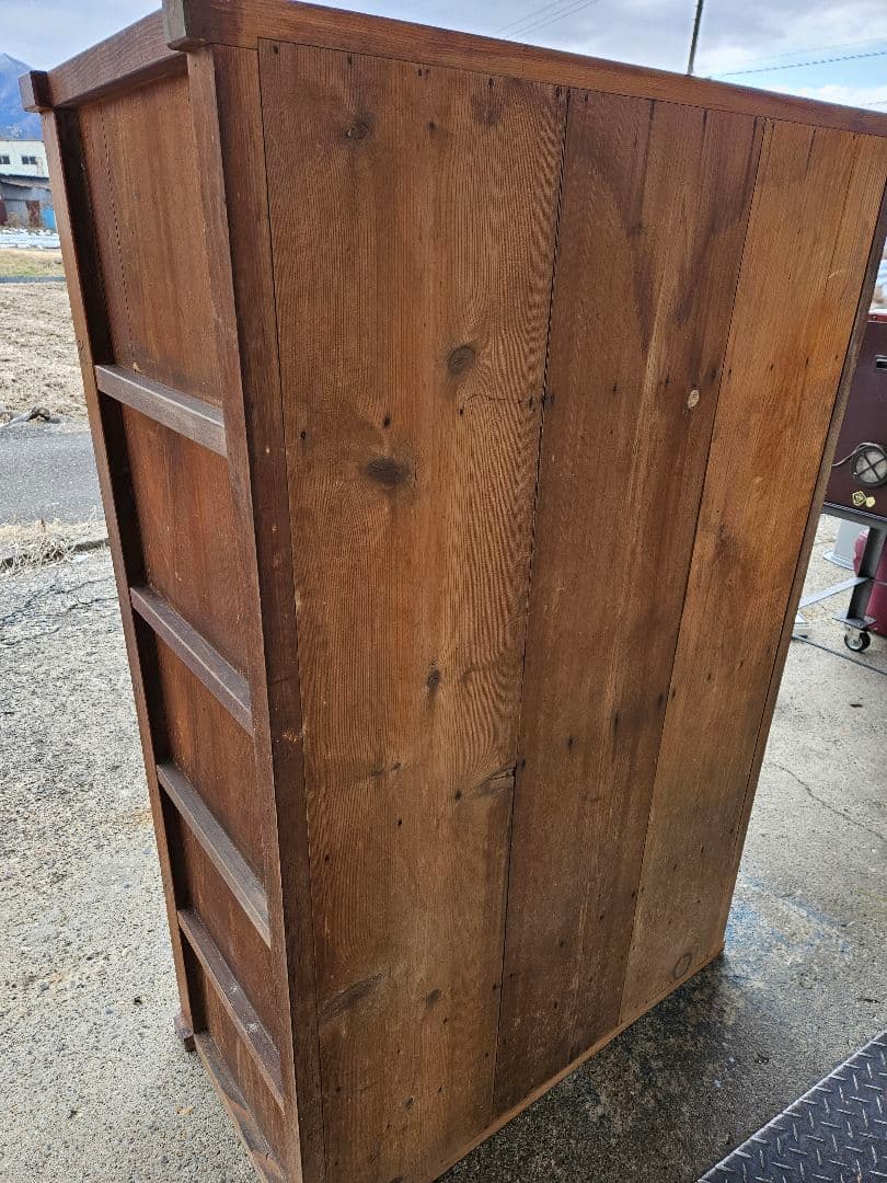 日本のアンティーク 古い水屋箪笥 無垢材 木製 茶箪笥 食器棚 古家具