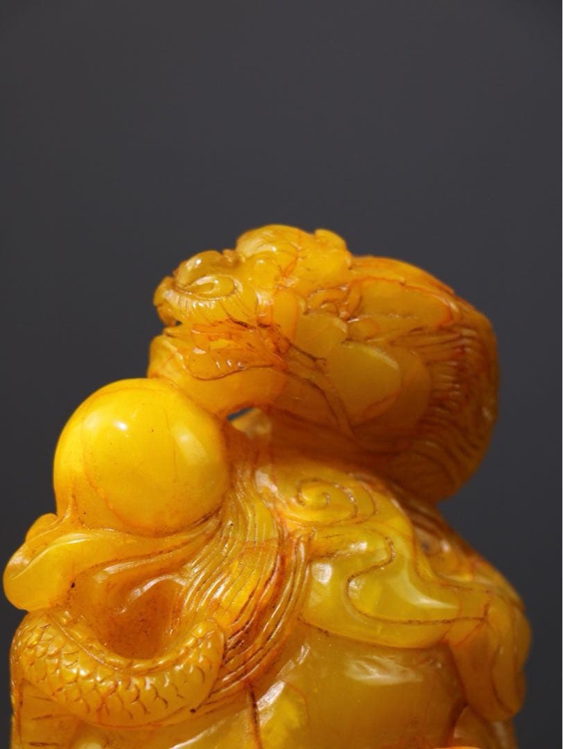 旧家蔵出古美術　盤山龍·藏龍 細工彫刻　寿山石 時代物　アンティーク　骨董品