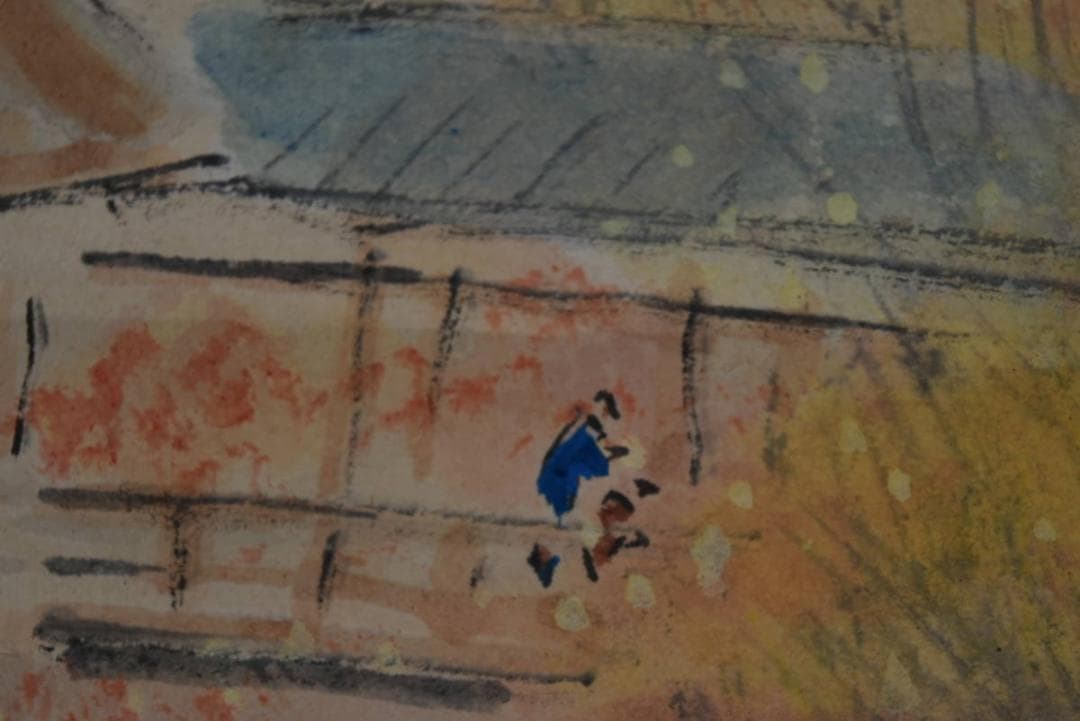 【真作】堀江春斎/秋景通天橋図/掛軸☆宝船☆Z-919