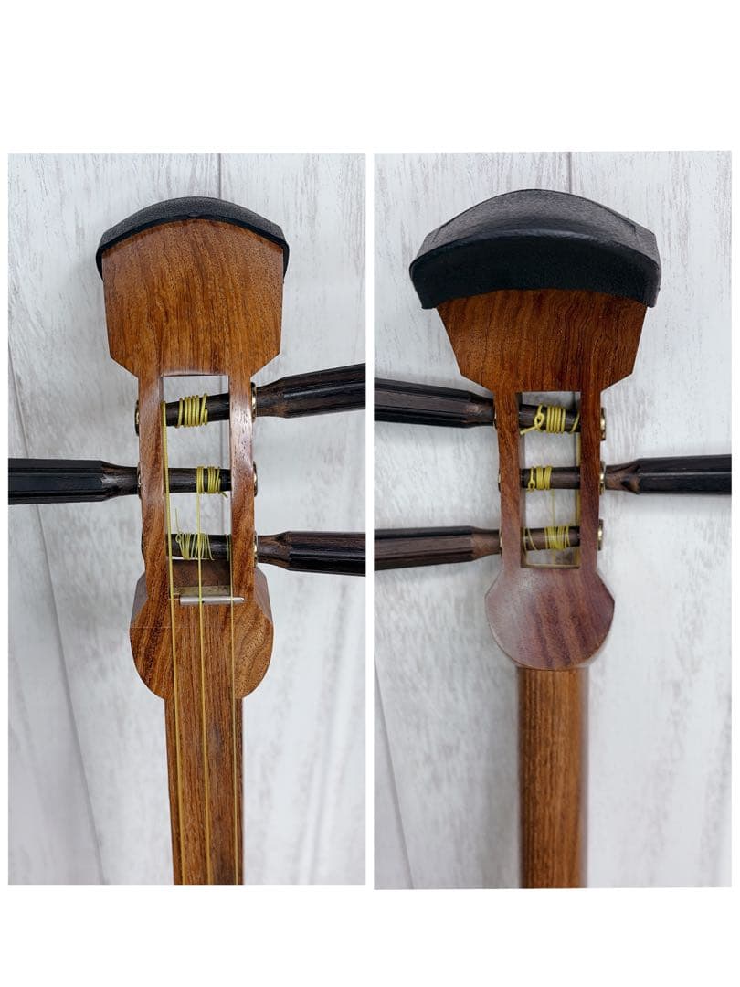 三味線 中棹 セット 撥 胴かけ 花梨 1本溝 犬皮 皮破れなし 丸打胴