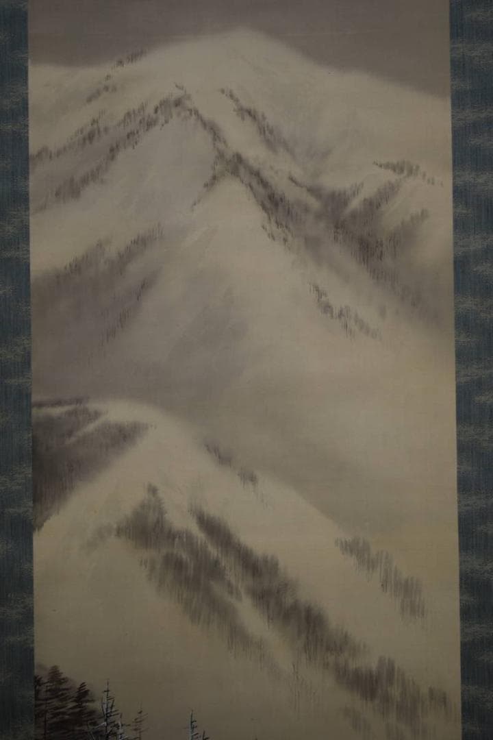 真作/楓甫/雪景山水図/桐共箱付/布袋屋掛軸HF-1