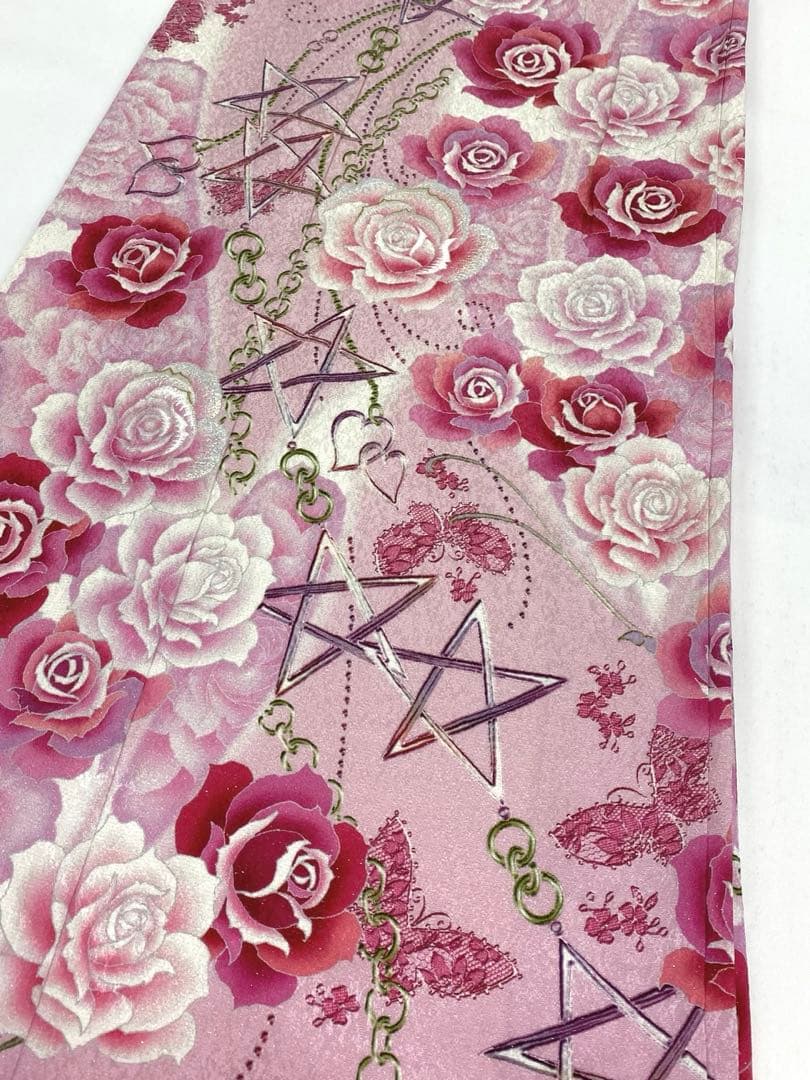 ファッション誌振袖 vivi 豪華 銀通し 刺繍 紋意匠 薔薇 身丈176cm