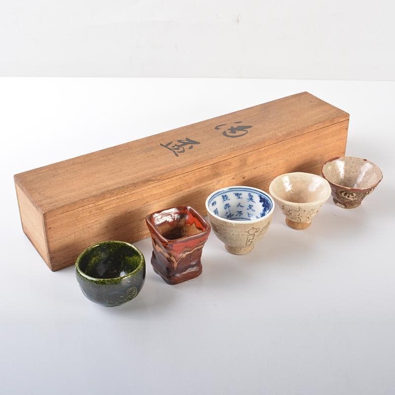煎茶道具　青木木米　太田垣連月など　五種盃　茶器　H　R6527