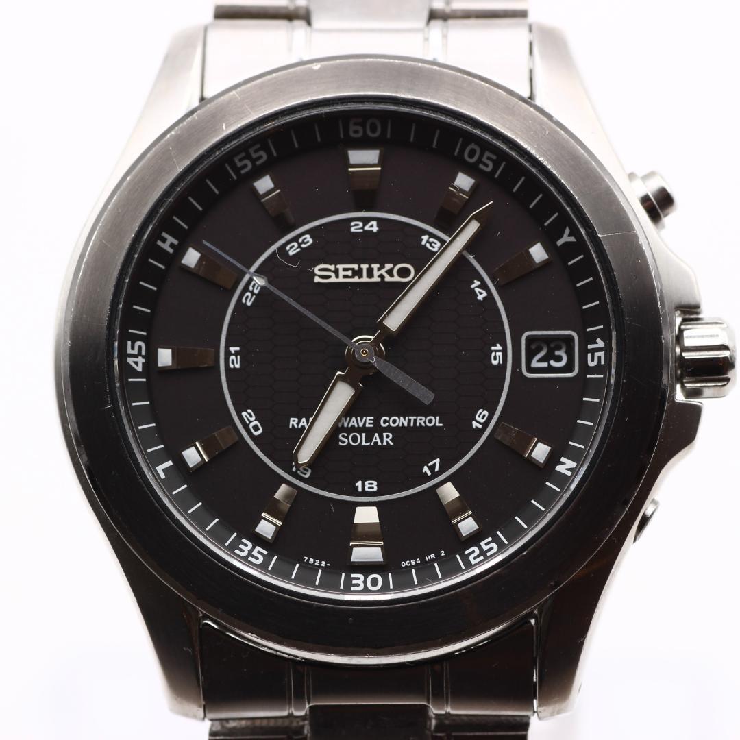 SEIKO ブライツ 電波ソーラー メンズ 腕時計 デイト表示 黒文字盤