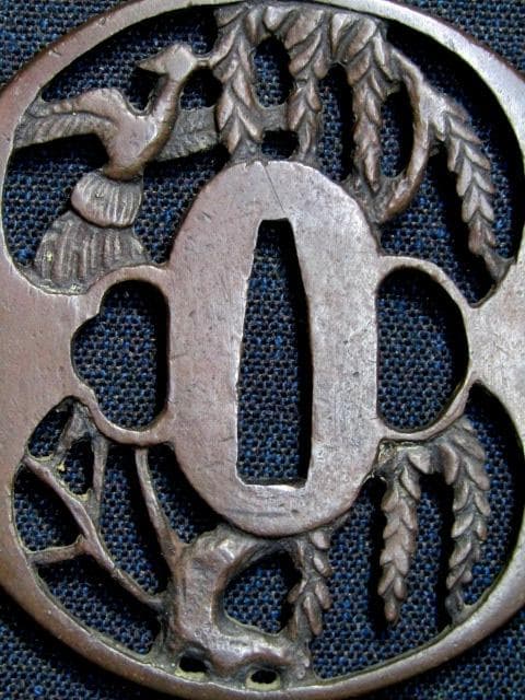 ★武具　刀装具　刀　脇差　透かし銅鍔　鏡師　江戸末期　箱付★