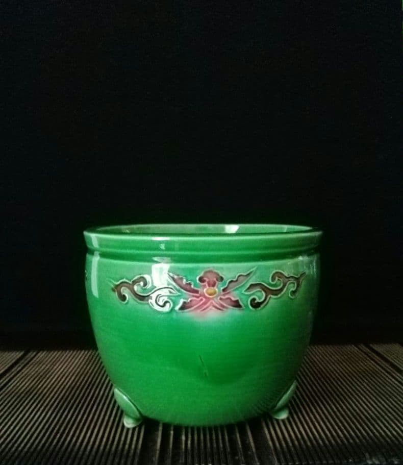 逸品　珉平焼民平焼淡路焼　三彩　手焙　炭入れ　茶道具　茶席　和骨董　アンティーク