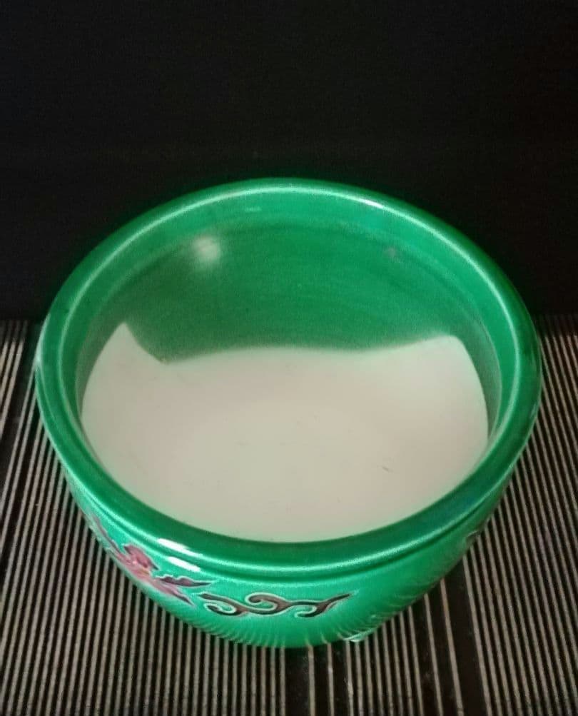 逸品　珉平焼民平焼淡路焼　三彩　手焙　炭入れ　茶道具　茶席　和骨董　アンティーク