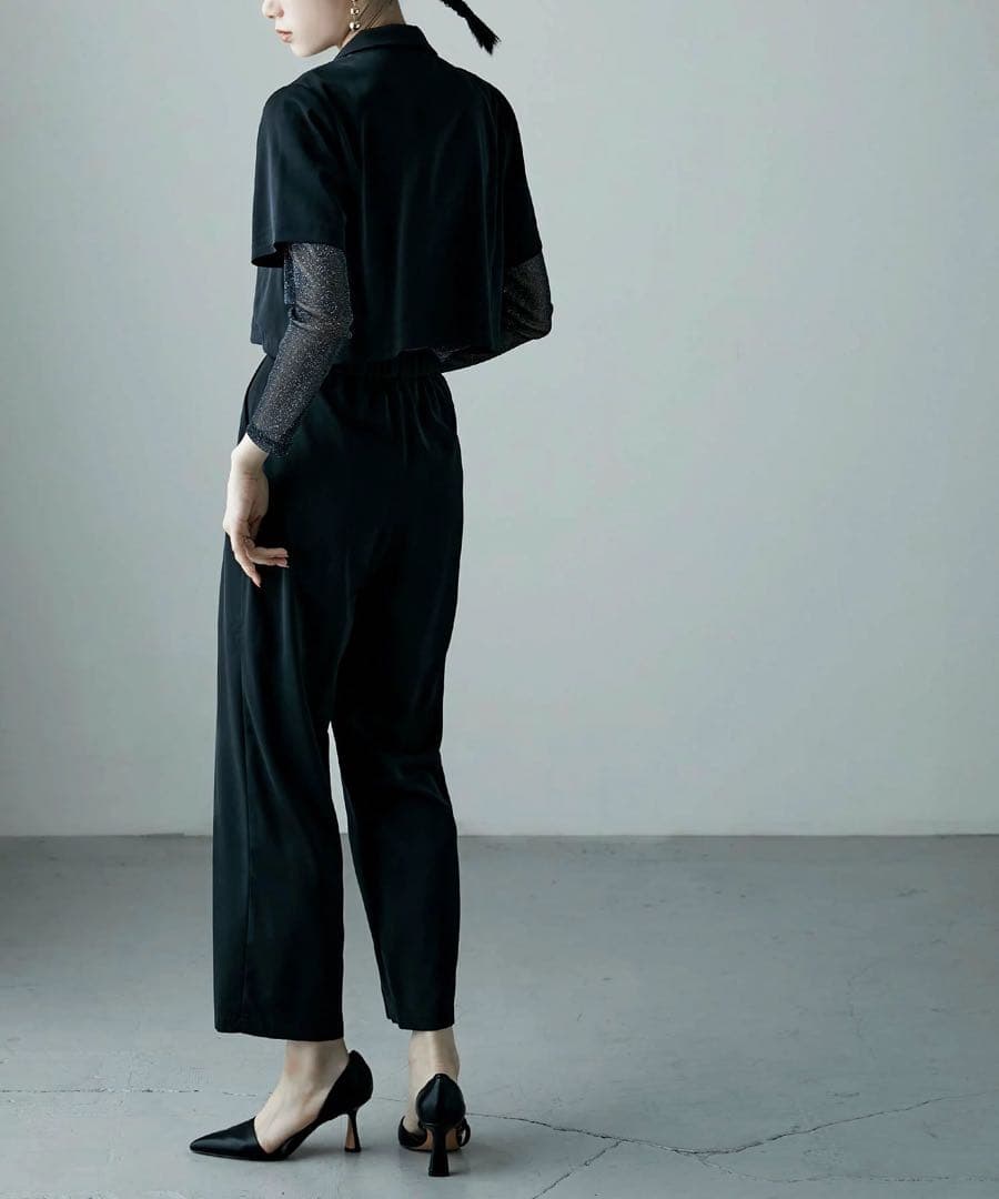 etoll. 3piecesジャケット＆パンツセットアップドレス ブラック