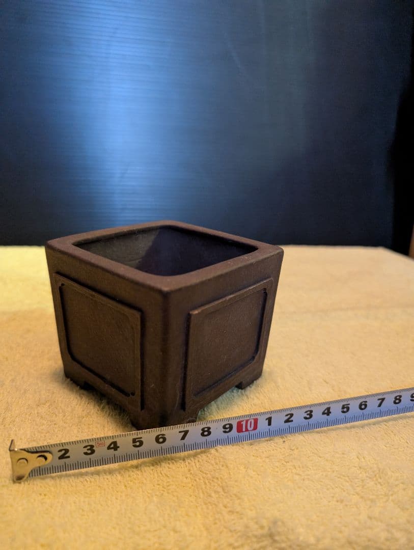 常滑松泉焼印！時代物 四角形 色 約10cm