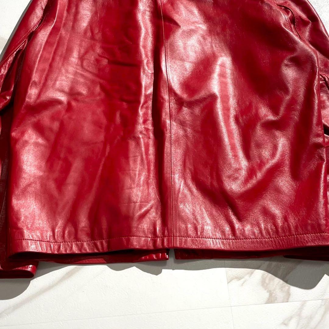 【極美品✨】SCHAFFEN ライダースジャケット ラムレザー 希少色 赤 L