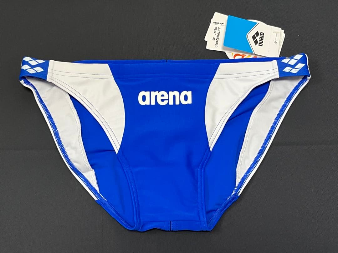 新品 arena 水着 青x白 36